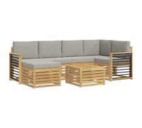 vidaXL Set di divani da esterno 7 pcs Bianco e Grigio Chiaro, Divano da esterno, set di mobili moderno, comodo lounge da giardino, posti a sedere per rilassarsi in terrazza