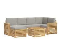 vidaXL Set di divani da esterno 7 pcs Bianco e Grigio Chiaro, Divano da esterno, set di mobili moderno, comodo lounge da giardino, posti a sedere per rilassarsi in terrazza