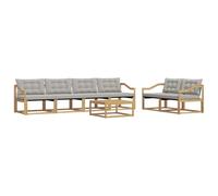 vidaXL Set di divani da esterno 7 pcs Bianco e Grigio Chiaro, Divano da giardino, set lounge moderno, sezionale per patio, comodo per il terrazzo