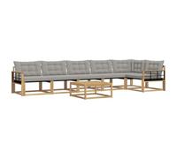 vidaXL Set di divani da esterno 7 pcs Bianco e Grigio Chiaro, Divano da giardino, set moderno, lounge resistente, mobili per terrazza, comfort totale