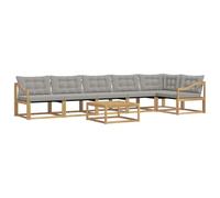 vidaXL Set di divani da esterno 7 pcs Bianco e Grigio Chiaro, Divano da giardino, set moderno, lounge resistente, mobili per terrazza, comfort totale
