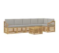 vidaXL Set di divani da esterno 7 pcs Bianco e Grigio Chiaro, Divano da giardino, set moderno per esterni, sofà modulari, relax a tavola, ensemble in legno per patio