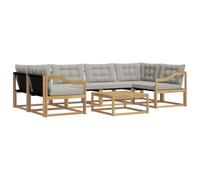 vidaXL Set di divani da esterno 7 pcs Bianco e Grigio Chiaro, Divano moderno da giardino, mobile sezionale, lounge patio resistente, comodo per la terrazza