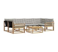 vidaXL Set di divani da esterno 7 pcs Bianco e Grigio Chiaro, Divano moderno da giardino, mobile sezionale, lounge patio resistente, comodo per la terrazza