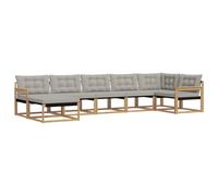 vidaXL Set di divani da esterno 7 pezzi bianco e grigio chiaro 406 x 168,5 x 73 cm, divano da giardino moderno, mobili da esterno durevoli, mobili da patio eleganti, resistenti alle intemperie, seduta