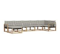 vidaXL Set di divani da esterno 7 pezzi bianco e grigio chiaro 406 x 168,5 x 73 cm, divano da giardino moderno, mobili da esterno durevoli, mobili da patio eleganti, resistenti alle intemperie, seduta