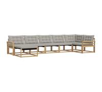 vidaXL Set di divani da esterno 7 pezzi bianco e grigio chiaro 408 x 170,5 x 73 cm, divano da giardino moderno, mobili da esterno durevoli, mobili da patio eleganti, resistenti alle intemperie, seduta