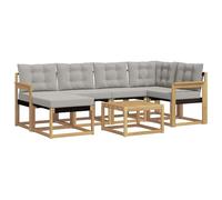 vidaXL Set di divani da esterno 7 pcs Bianco e Grigio Chiaro, Set Divano da Giardino, Mobili da Esterno Moderni, Comfort Elegante, Seduta Resistente in Textilene, Ensemble Funzionale