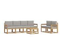 vidaXL Set di divani da esterno 7 pcs Bianco e Grigio Chiaro, Sofa Set Moderno per Esterni, Sezionale Resistente, Mobili Eleganti, Lounge in Acacia, Sedute Ergonomiche per Patio
