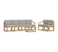 vidaXL Set di divani da esterno 7 pcs Bianco e Grigio Chiaro, Sofa Set Moderno per Esterni, Sezionale Resistente, Mobili Eleganti, Lounge in Acacia, Sedute Ergonomiche per Patio