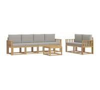 vidaXL Set di divani da esterno 7 pcs Bianco e Grigio Chiaro, Sofa Set Moderno per Esterni, Sezionale Resistente, Mobili Eleganti, Lounge in Acacia, Sedute Ergonomiche per Patio