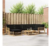 vidaXL Set di divani da esterno 7 pcs Bianco e Nero 79 x 79 x 37 cm, Set di divani da giardino moderno, lounge resistente, seduta elegante, cuscini in schiuma impermeabili, struttura in acacia
