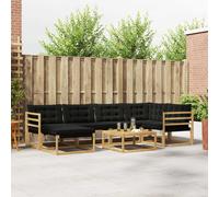 vidaXL Set di divani da esterno 7 pcs Bianco e Nero 79 x 79 x 37 cm, Set di divani da giardino moderno, lounge resistente, seduta elegante, cuscini in schiuma impermeabili, struttura in acacia