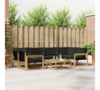 vidaXL Set di divani da esterno 7 pcs Bianco e Nero 79 x 79 x 37 cm, Divano moderno da giardino, mobile sezionale, lounge patio resistente, comodo per la terrazza