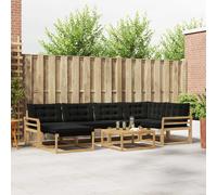 vidaXL Set di divani da esterno 7 pcs Bianco e Nero 79 x 79 x 37 cm, Set di divani da giardino moderno, lounge resistente, seduta elegante, cuscini in schiuma impermeabili, struttura in acacia