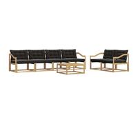 vidaXL Set di divani da esterno 7 pcs Bianco e Nero 79 x 79 x 37 cm, Divano da giardino, set lounge moderno, sezionale per patio, comodo per il terrazzo