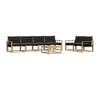 vidaXL Set di divani da esterno 7 pcs Bianco e Nero 79 x 79 x 37 cm, Divano da giardino, set lounge moderno, sezionale per patio, comodo per il terrazzo