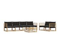 vidaXL Set di divani da esterno 7 pcs Bianco e Nero 79 x 79 x 37 cm, Divano da giardino, set lounge moderno, sezionale per patio, comodo per il terrazzo