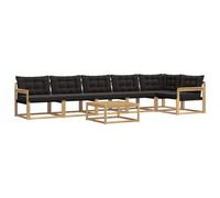 vidaXL Set di divani da esterno 7 pcs Bianco e Nero 79 x 79 x 37 cm, Divano da giardino, set moderno, lounge resistente, mobili per terrazza, comfort totale