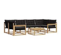 vidaXL Set di divani da esterno 7 pcs Bianco e Nero 79 x 79 x 37 cm, Divano moderno da giardino, mobile sezionale, lounge patio resistente, comodo per la terrazza
