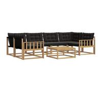 vidaXL Set di divani da esterno 7 pcs Bianco e Nero 79 x 79 x 37 cm, Divano moderno da giardino, mobile sezionale, lounge patio resistente, comodo per la terrazza