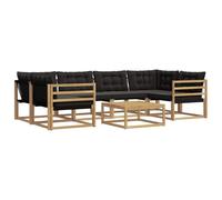 vidaXL Set di divani da esterno 7 pcs Bianco e Nero 79 x 79 x 37 cm, Divano moderno da giardino, mobile sezionale, lounge patio resistente, comodo per la terrazza