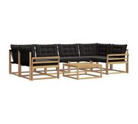 vidaXL Set di divani da esterno 7 pcs Bianco e Nero 79 x 79 x 37 cm, Divano moderno da giardino, mobile sezionale, lounge patio resistente, comodo per la terrazza