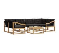 vidaXL Set di divani da esterno 7 pcs Bianco e Nero 79 x 79 x 37 cm, Divano moderno da giardino, mobile sezionale, lounge patio resistente, comodo per la terrazza