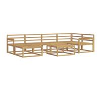 vidaXL Set di divani da esterno 7 pcs Bianco Legno di Acacia Massello, Divano da giardino moderno, mobile da esterno resistente, arredo per piscina, seating flessibile e lounge anti intemperie