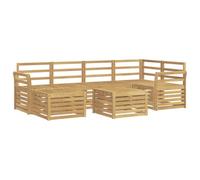 vidaXL Set di divani da esterno 7 pcs Bianco Poliestere, Divano da esterno, set di mobili moderno, comodo lounge da giardino, posti a sedere per rilassarsi in terrazza