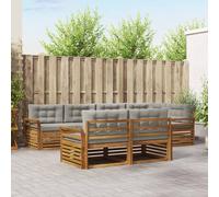 vidaXL Set di divani da esterno 7 pcs Grigio Naturale e Chiaro, Divano da esterno, mobile modulare, lounge resistente, salotto in giardino, set comodo per terrazza