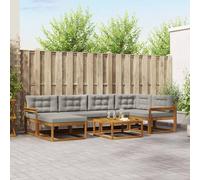 vidaXL Set di divani da esterno 7 pcs Grigio Naturale e Chiaro, Divano per esterni, seduta modulare, mobili da patio resistenti, disposizione flessibile per il relax in giardino e vicino alla piscina