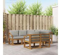 vidaXL Set di divani da esterno 7 pcs Grigio Naturale e Chiaro