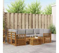 vidaXL Set di divani da esterno 7 pcs Grigio Naturale e Chiaro, Divano sezionale da giardino, mobile lounge resistente, set per patio moderno perfetto per vivere all'aperto