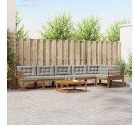 vidaXL Set di divani da esterno 7 pcs Grigio Naturale e Chiaro, Set di divani da giardino, Sezionali moderni, Mobili da esterno durevoli, Patio regolabile per spazi abitativi