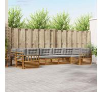 vidaXL Set di divani da esterno 7 pcs Grigio Naturale e Chiaro, Sofà moderni da giardino, mobili resistenti per esterni, comodi per il patio e funzionali per rilassarsi