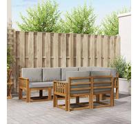 vidaXL Set di divani da esterno 7 pcs Grigio Naturale e Chiaro