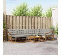 vidaXL Set di divani da esterno 7 pcs Grigio Naturale e Chiaro, Set Divano Giardino Moderno, Arredo Esterno Resistente, Comodo per Terrazzo, Struttura in Acacia