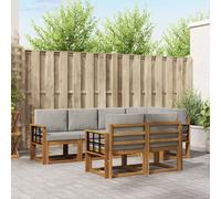 vidaXL Set di divani da esterno 7 pcs Grigio Naturale e Chiaro