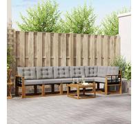 vidaXL Set di divani da esterno 7 pcs Grigio Naturale e Chiaro, Set di divani eleganti per esterni, lounge moderna, mobili da patio resistenti, sedute comode, relax versatile in piscina