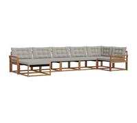 vidaXL Set di divani da esterno 7 pcs Grigio Naturale e Chiaro, Couch all'aperto alla moda, set di divani moderni, mobili resistenti per giardino e patio spazioso