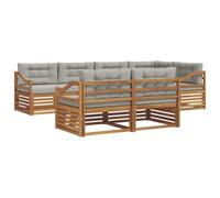 vidaXL Set di divani da esterno 7 pcs Grigio Naturale e Chiaro, Divano da esterno, mobile modulare, lounge resistente, salotto in giardino, set comodo per terrazza