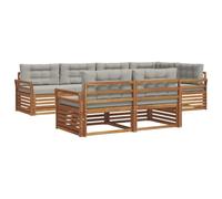 vidaXL Set di divani da esterno 7 pcs Grigio Naturale e Chiaro, Divano da esterno, mobile modulare, lounge resistente, salotto in giardino, set comodo per terrazza