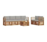 vidaXL Set di divani da esterno 7 pcs Grigio Naturale e Chiaro, Divano da Giardino, Sezionale Moderno, Mobili Resistenti, Lounge Patio, Set Confortevole per Esterni