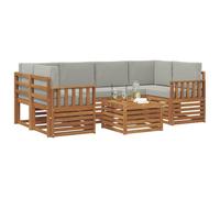 vidaXL Set di divani da esterno 7 pcs Grigio Naturale e Chiaro, Divano sezionale da giardino, mobile lounge resistente, set per patio moderno perfetto per vivere all'aperto