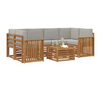 vidaXL Set di divani da esterno 7 pcs Grigio Naturale e Chiaro, Divano sezionale da giardino, mobile lounge resistente, set per patio moderno perfetto per vivere all'aperto