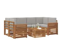 vidaXL Set di divani da esterno 7 pcs Grigio Naturale e Chiaro, Divano sezionale da giardino, mobile lounge resistente, set per patio moderno perfetto per vivere all'aperto