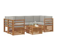 vidaXL Set di divani da esterno 7 pcs Grigio Naturale e Chiaro, Divano sezionale da giardino, mobile lounge resistente, set per patio moderno perfetto per vivere all'aperto
