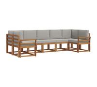 vidaXL Set di divani da esterno 7 pcs Grigio Naturale e Chiaro, Divano Sezionale in Acacia per Esterni, Set Moderno per Patio, Arredo Giardino, Seduta Stylish