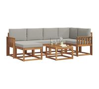 vidaXL Set di divani da esterno 7 pcs Grigio Naturale e Chiaro, Giardino, Moderno, Durevole Set di Divani Angolari da Esterno, Mobili da Patio, Comfort per Vita Indoor in Terrazza